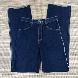 Vintage 70s Brittania Navy Dark Wash Ultra High Rise Rocker Jeans
